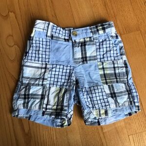 Janie and Jack plaid shorts blue white yellow navy light boys size 12-18 months
